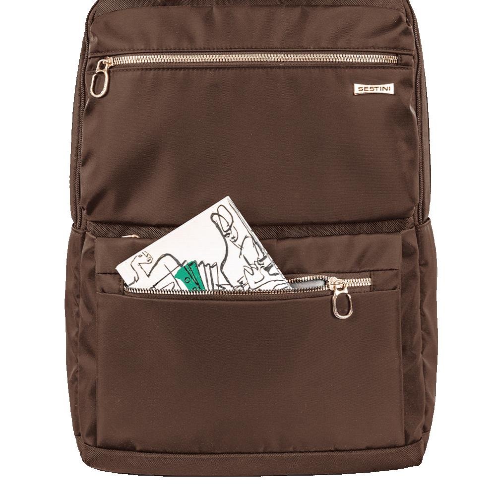 Mochila Grande 2 Compartimentos Notebook 15" Sestini Elegance - Marrom Marrom 5