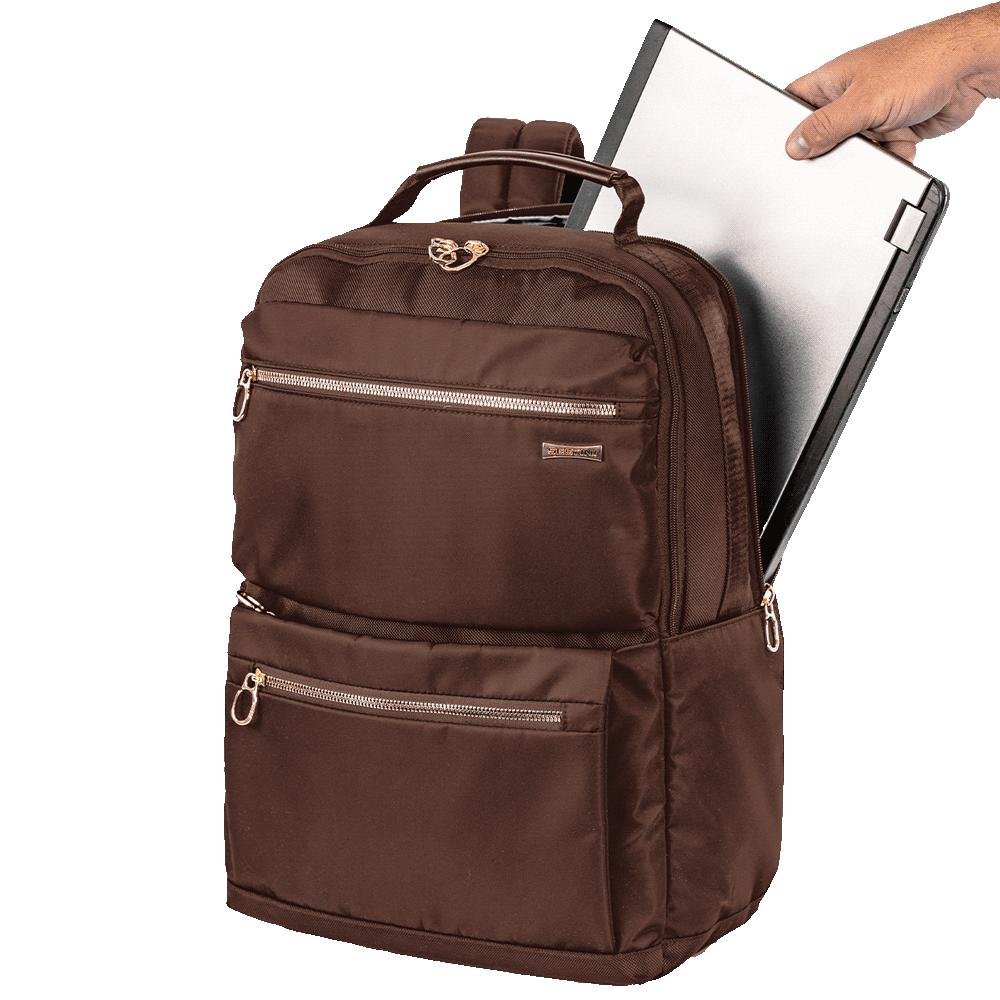 Mochila Grande 2 Compartimentos Notebook 15" Sestini Elegance - Marrom Marrom 7