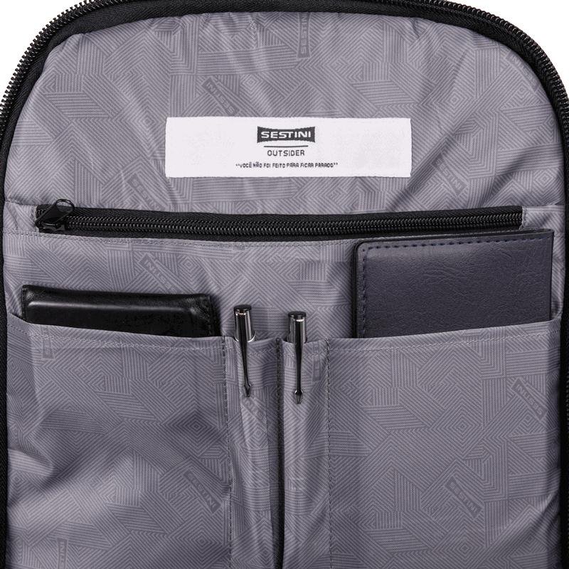 Mochila Grande 2 Compartimentos Sestini Outsider - Preto Preto 15