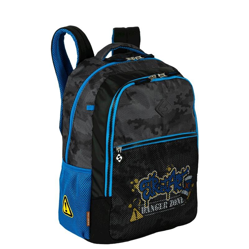 Mochila Grande Sestini Grafitti - Colorido Preto 2