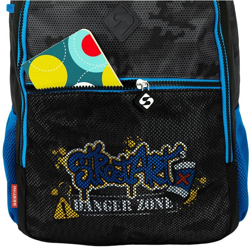 Mochila Grande Sestini Grafitti - Colorido Preto 9