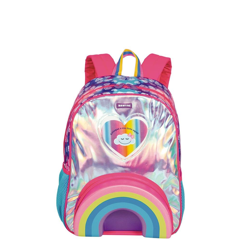 Mochila Grande Sestini 21X Arco Íris Colorido