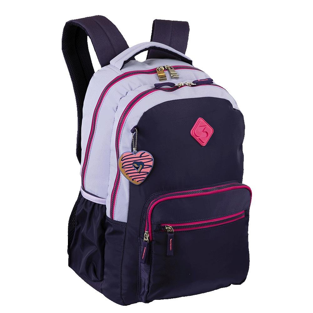 Mochila Grande 2 Compartimentos Sestini College Crinkle 4 - Purple Candy Roxo 2