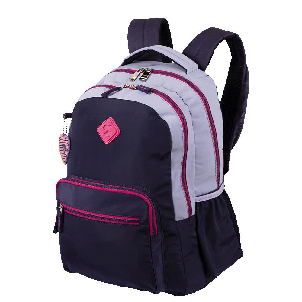 Mochila Grande 2 Compartimentos Sestini College Crinkle 4 - Purple Candy Roxo 3