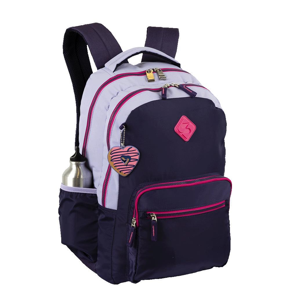 Mochila Grande 2 Compartimentos Sestini College Crinkle 4 - Purple Candy Roxo 5