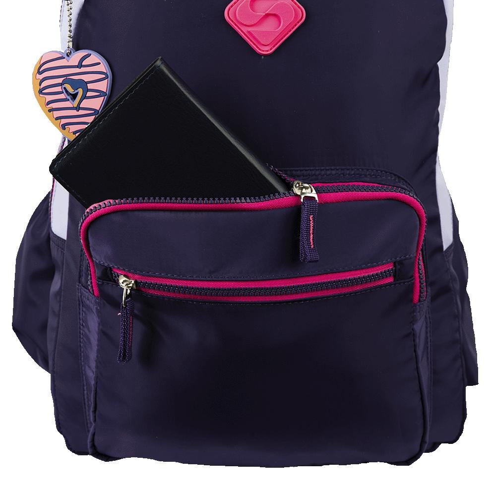 Mochila Grande 2 Compartimentos Sestini College Crinkle 4 - Purple Candy Roxo 7