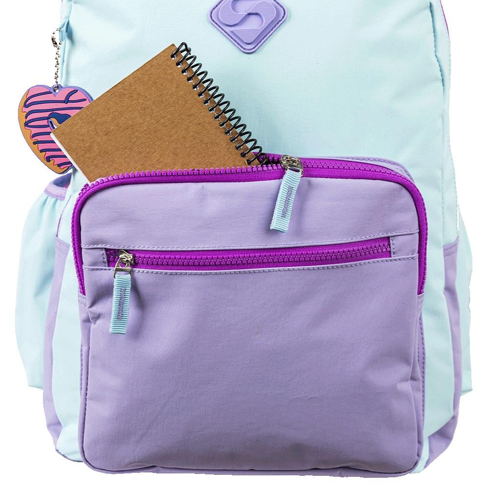 Mochila Grande 2 Compartimentos Sestini College Crinkle 4 - Blueberry Azul 8