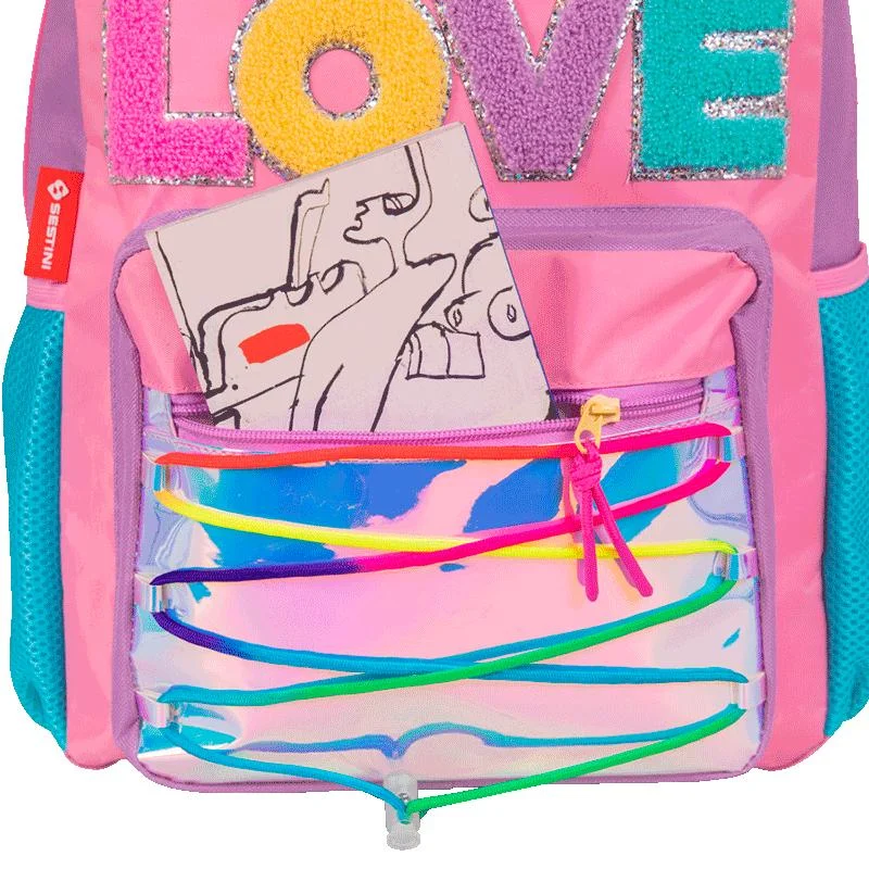 Mochila Grande Sestini Colors Girls - Colorido Rosa 8