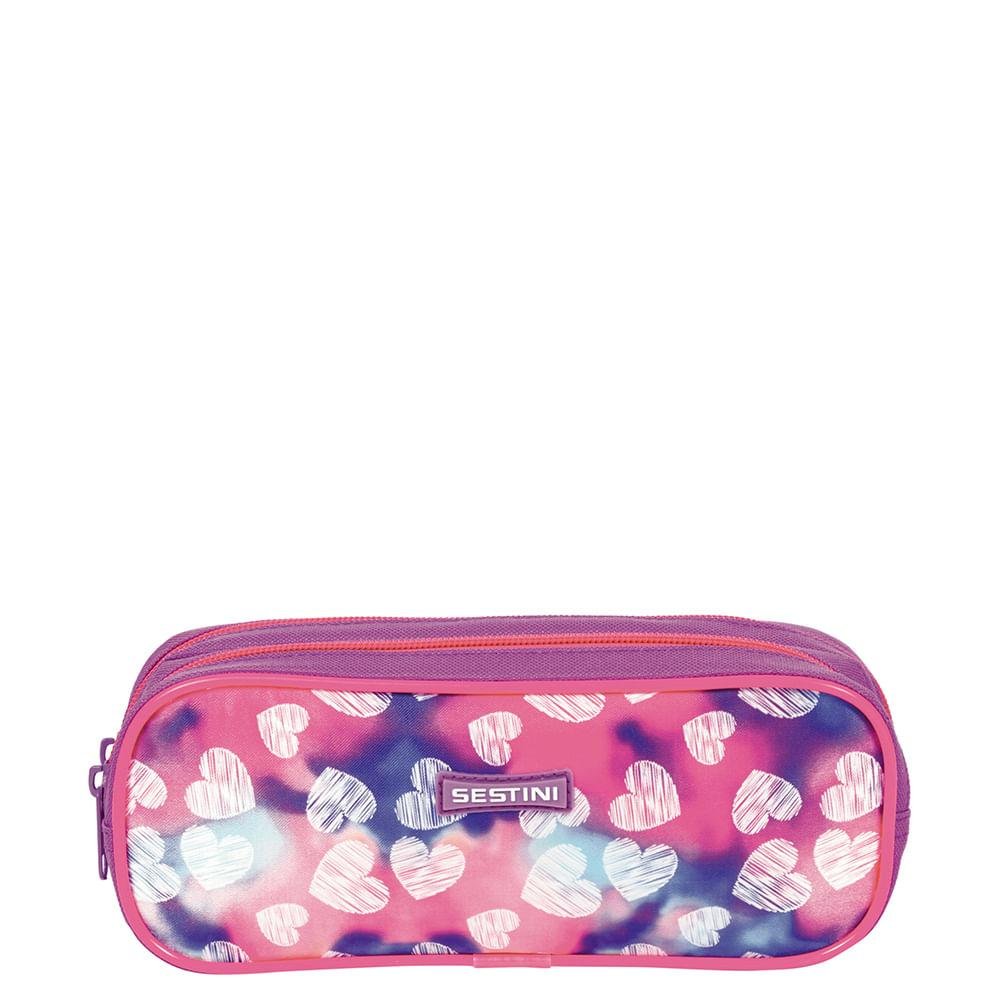 Estojo 2 Compartimentos Sestini 21X Arco Íris Colorido
