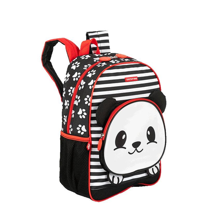 Mochila Média Sestini Kids Panda 4 - Colorido Preto 2