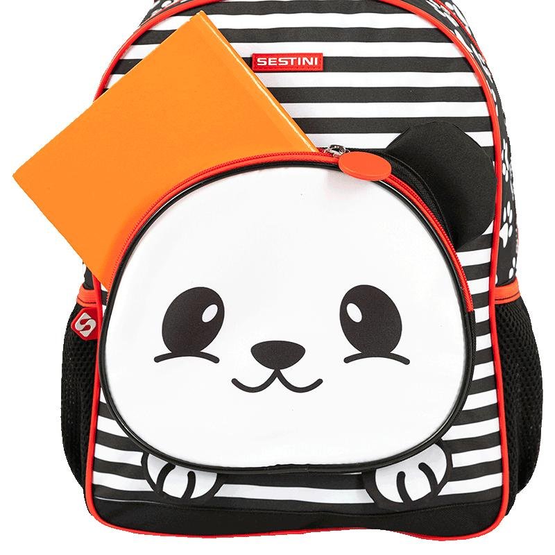 Mochila Média Sestini Kids Panda 4 - Colorido Preto 8