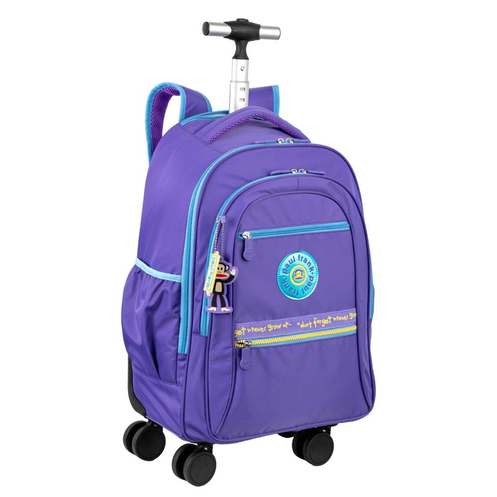 Mochila Carrinho 4 Rodas Duplas Paul Frank Fun - Lilás Roxo 2