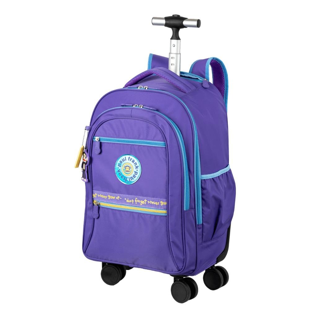 Mochila Carrinho 4 Rodas Duplas Paul Frank Fun - Lilás Roxo 3