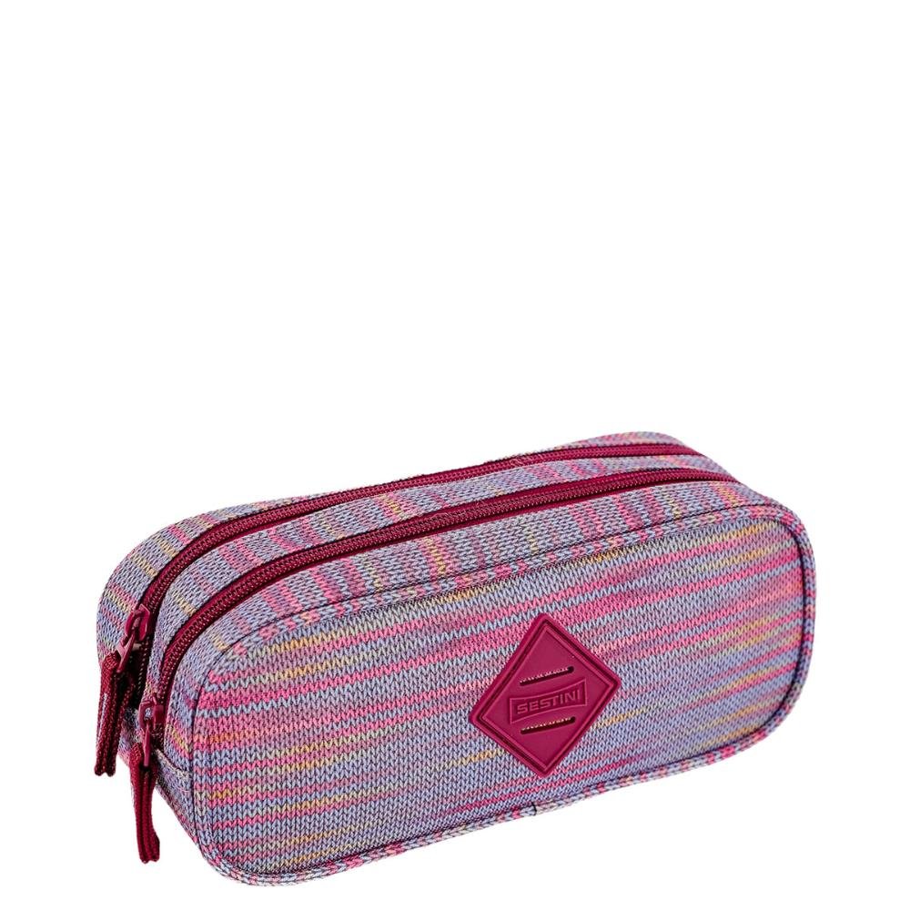 Estojo 2 Compartimentos Malha Etnica - Vinho Vermelho 2