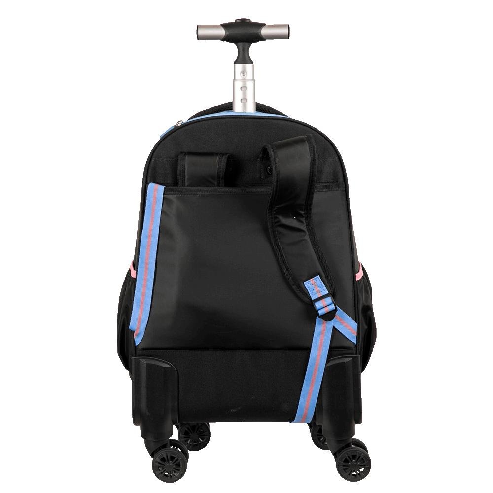 Mochila Carrinho 4 Rodas Duplas Paul Frank Fun - Preto e Rosa Preto 4