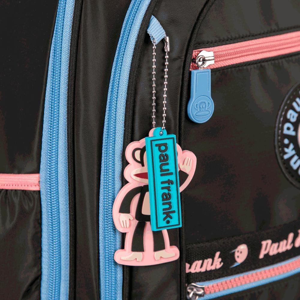 Mochila Carrinho 4 Rodas Duplas Paul Frank Fun - Preto e Rosa Preto 6