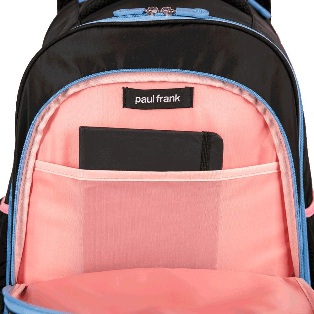 Mochila Carrinho 4 Rodas Duplas Paul Frank Fun - Preto e Rosa Preto 7