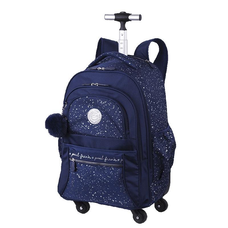 Mochila Carrinho 4 Rodas Paul Frank Styles -Silver N Blue Azul 3
