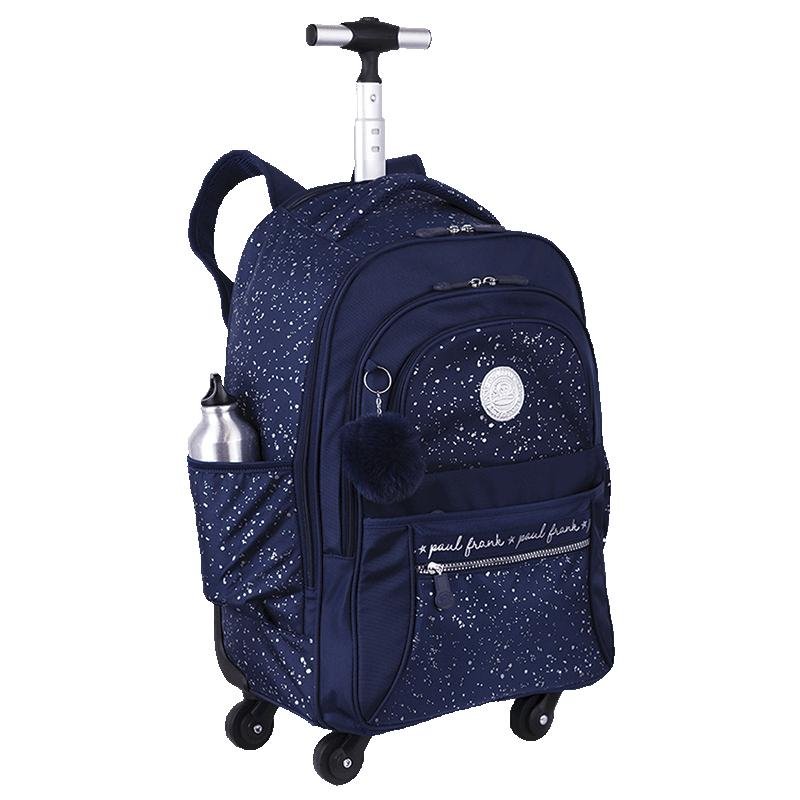 Mochila Carrinho 4 Rodas Paul Frank Styles -Silver N Blue Azul 5