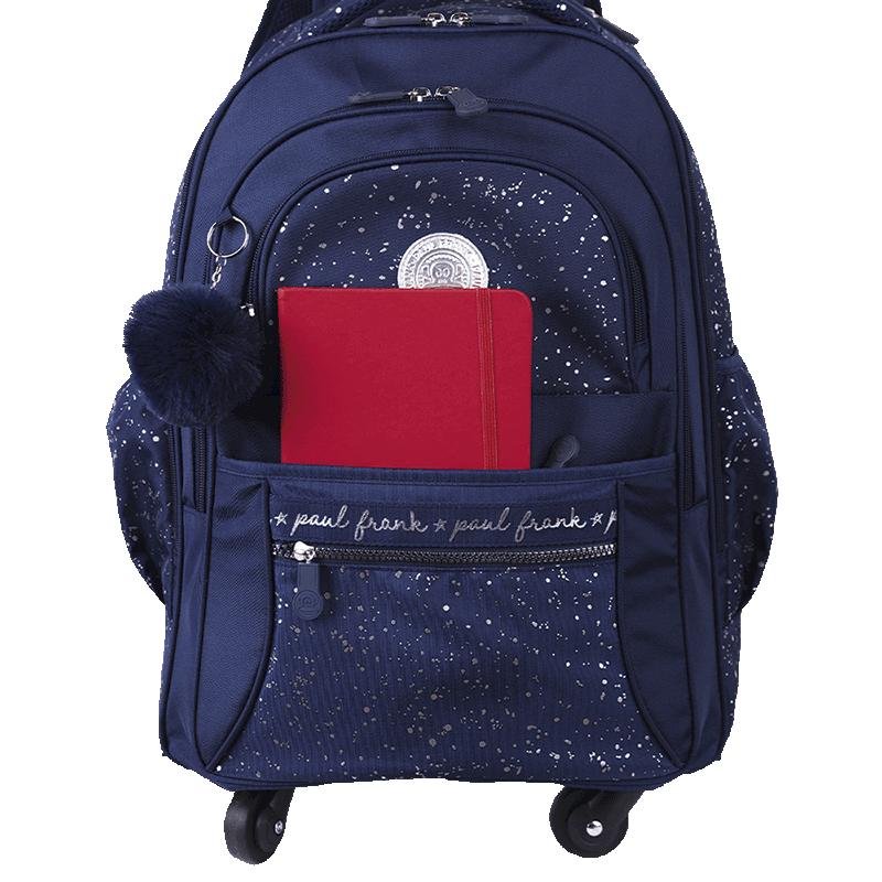 Mochila Carrinho 4 Rodas Paul Frank Styles -Silver N Blue Azul 6