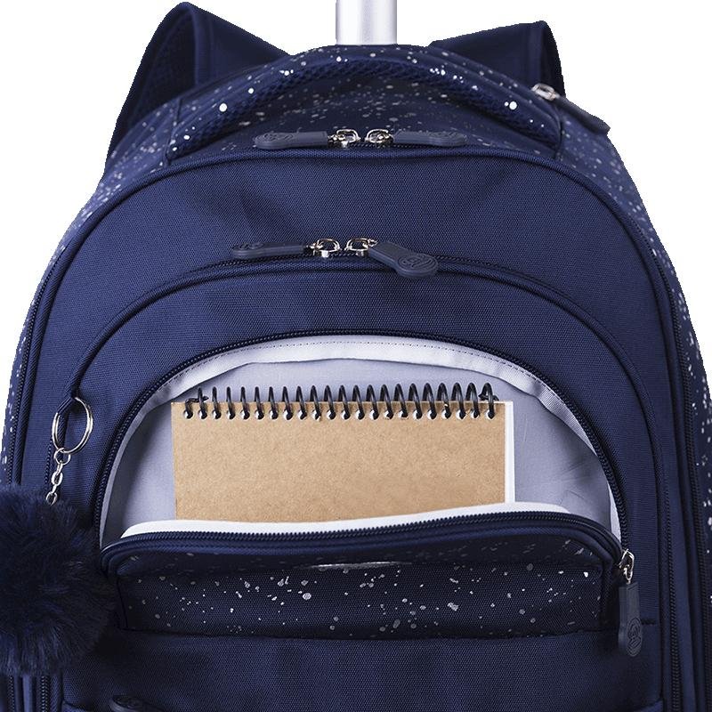 Mochila Carrinho 4 Rodas Paul Frank Styles -Silver N Blue Azul 7