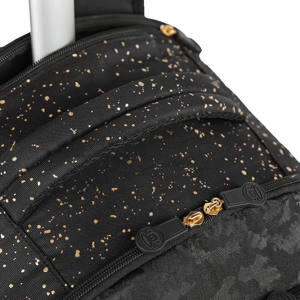 Mochila Carrinho 4 Rodas Paul Frank Styles - Black N Gold Preto 11