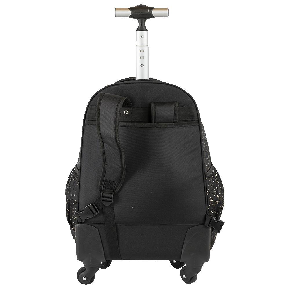 Mochila Carrinho 4 Rodas Paul Frank Styles - Black N Gold Preto 4