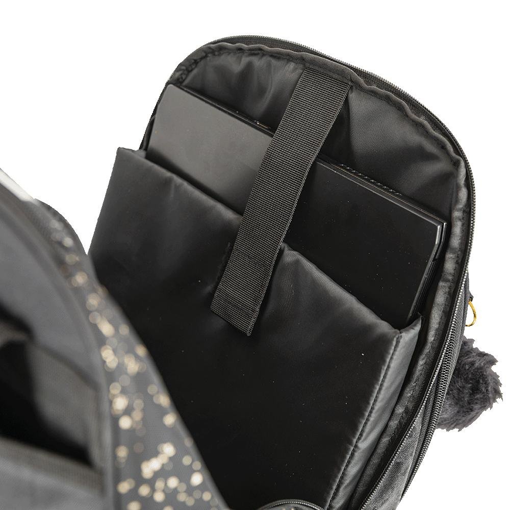 Mochila Carrinho 4 Rodas Paul Frank Styles - Black N Gold Preto 8