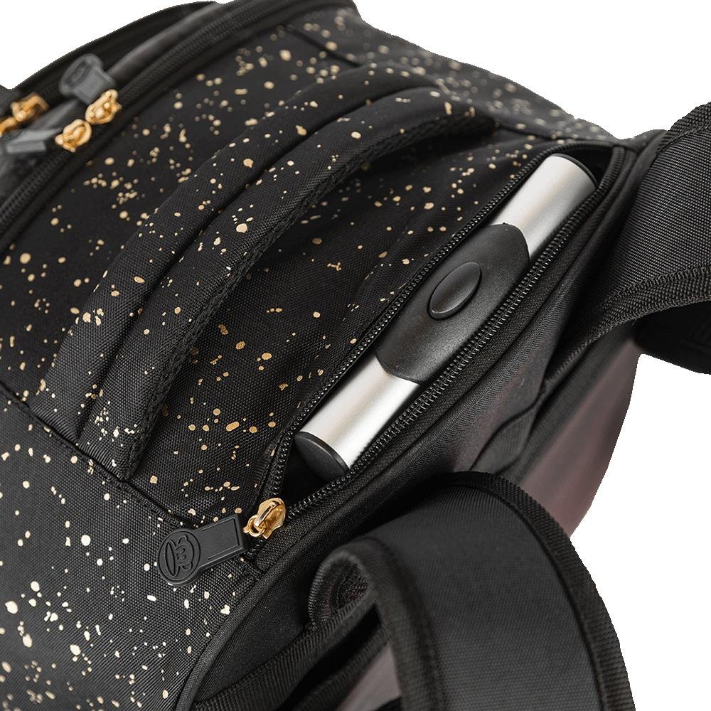 Mochila Carrinho 4 Rodas Paul Frank Styles - Black N Gold Preto 10