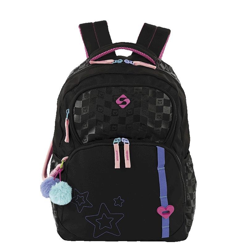Mochila Grande Sestini Color Pop - Preto