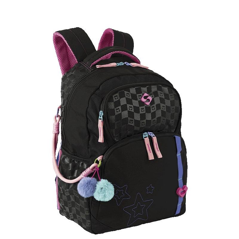 Mochila Grande Sestini Color Pop - Preto Preto 2