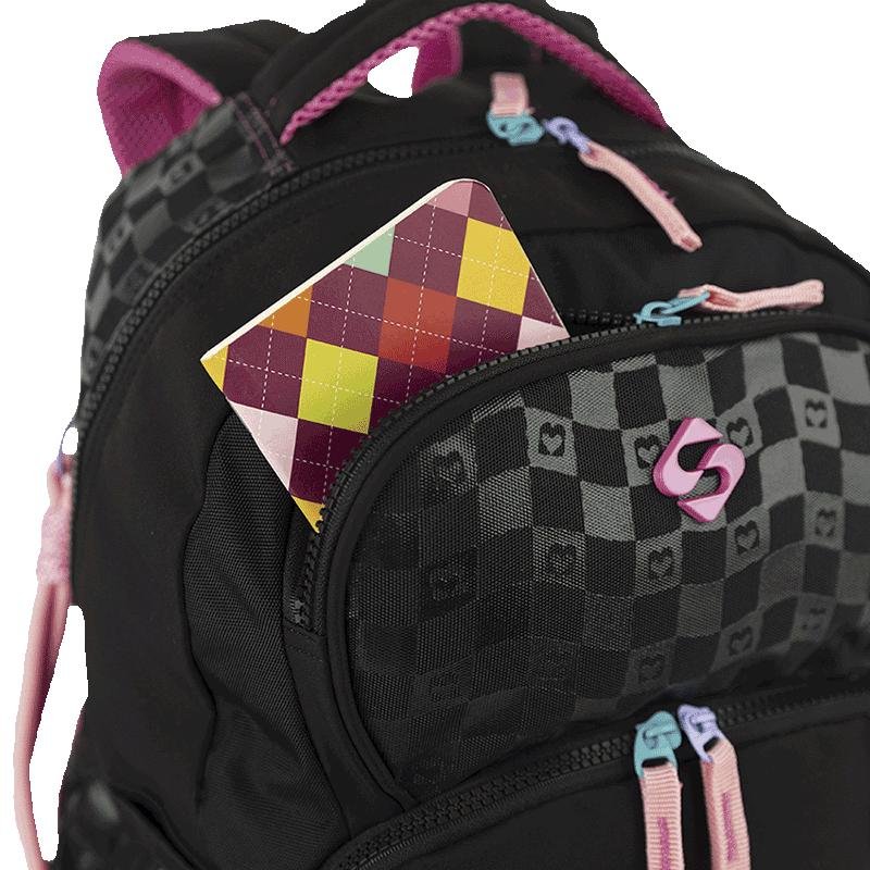 Mochila Grande Sestini Color Pop - Preto Preto 6