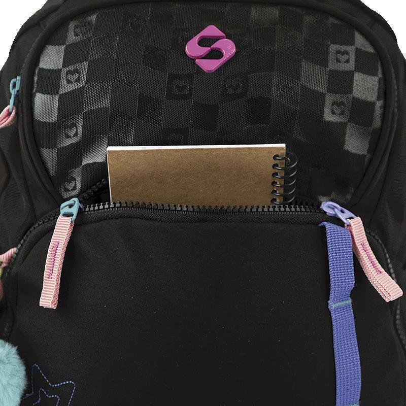 Mochila Grande Sestini Color Pop - Preto Preto 7