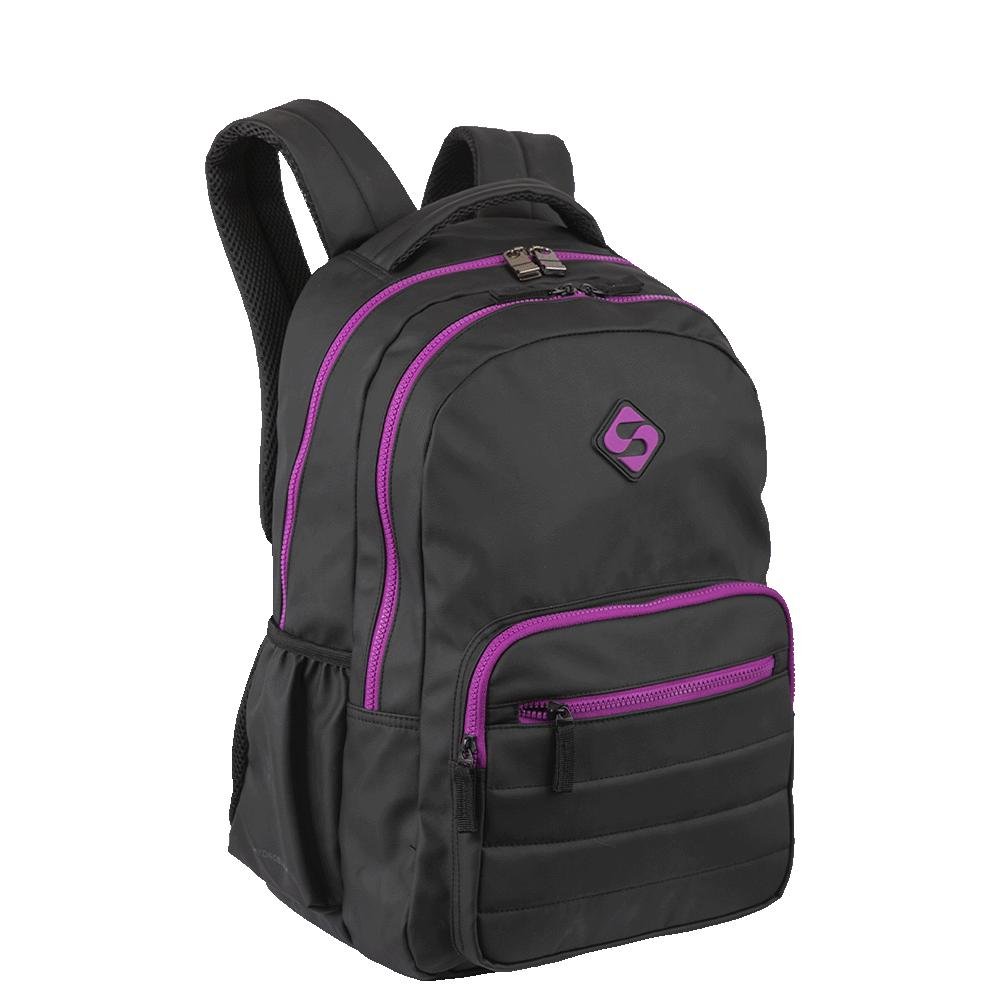 Mochila  2 Compartimentos Sestini College Hydroblock - Preto e Roxo Preto 2