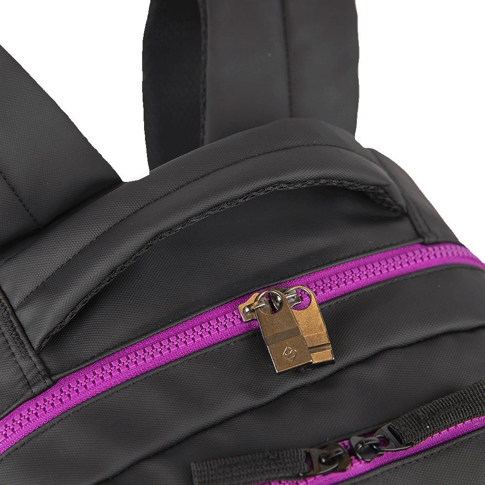 Mochila  2 Compartimentos Sestini College Hydroblock - Preto e Roxo Preto 12