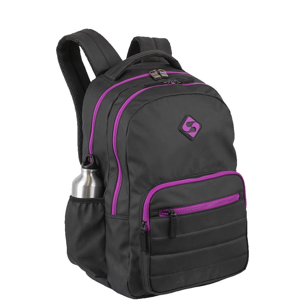 Mochila  2 Compartimentos Sestini College Hydroblock - Preto e Roxo Preto 5