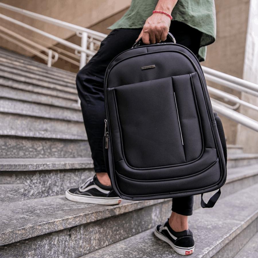 Mochila Grande 3 Compartimentos Com Cabo de Aço Notebook 17" Sestini Impact - Preto Preto 11