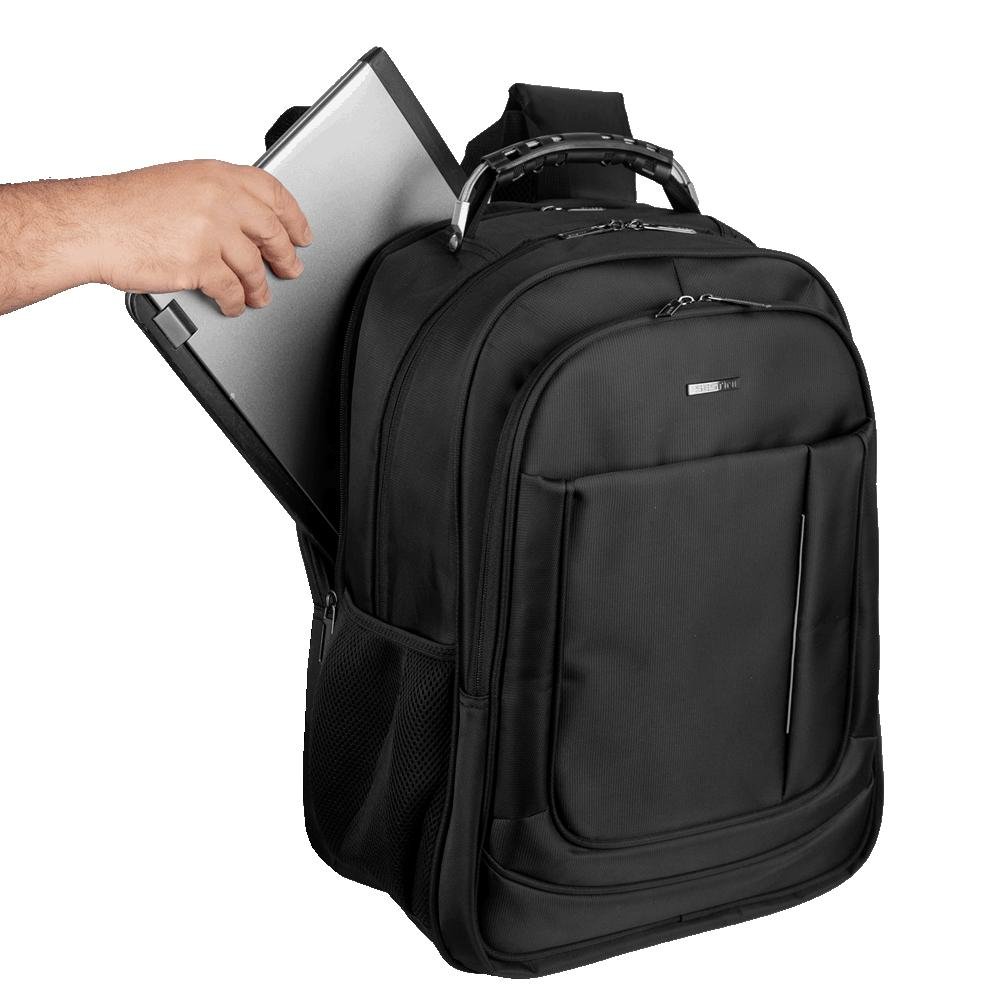 Mochila Grande 3 Compartimentos Com Cabo de Aço Notebook 17" Sestini Impact - Preto Preto 5