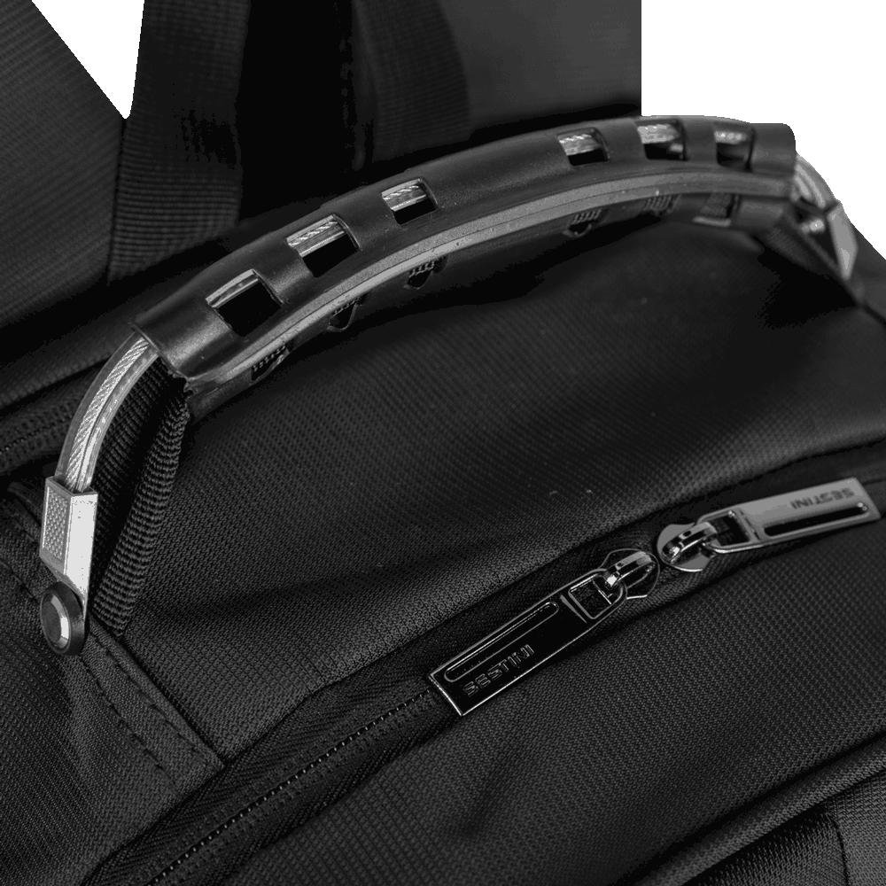 Mochila Grande 3 Compartimentos Com Cabo de Aço Notebook 17" Sestini Impact - Preto Preto 7