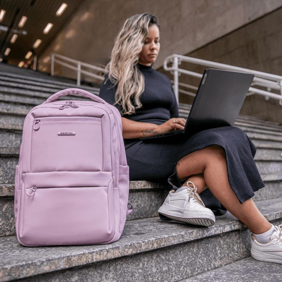 Mochila Grande 2 compartimentos Notebook 15,6 Sestini Hydroblock F - Rosa Rosa 14