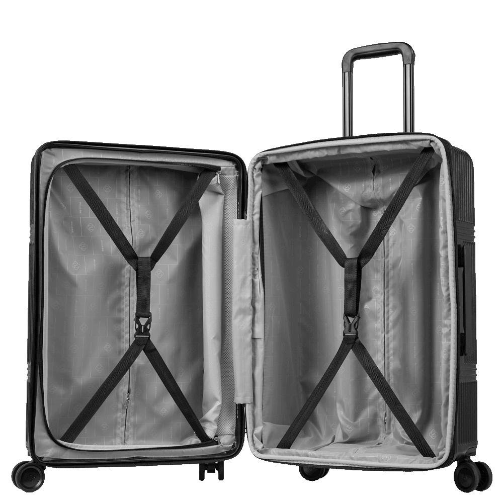 Mala de Viagem Média 23 kg ABS com Rodas 360° Croma - Preto Preto 6