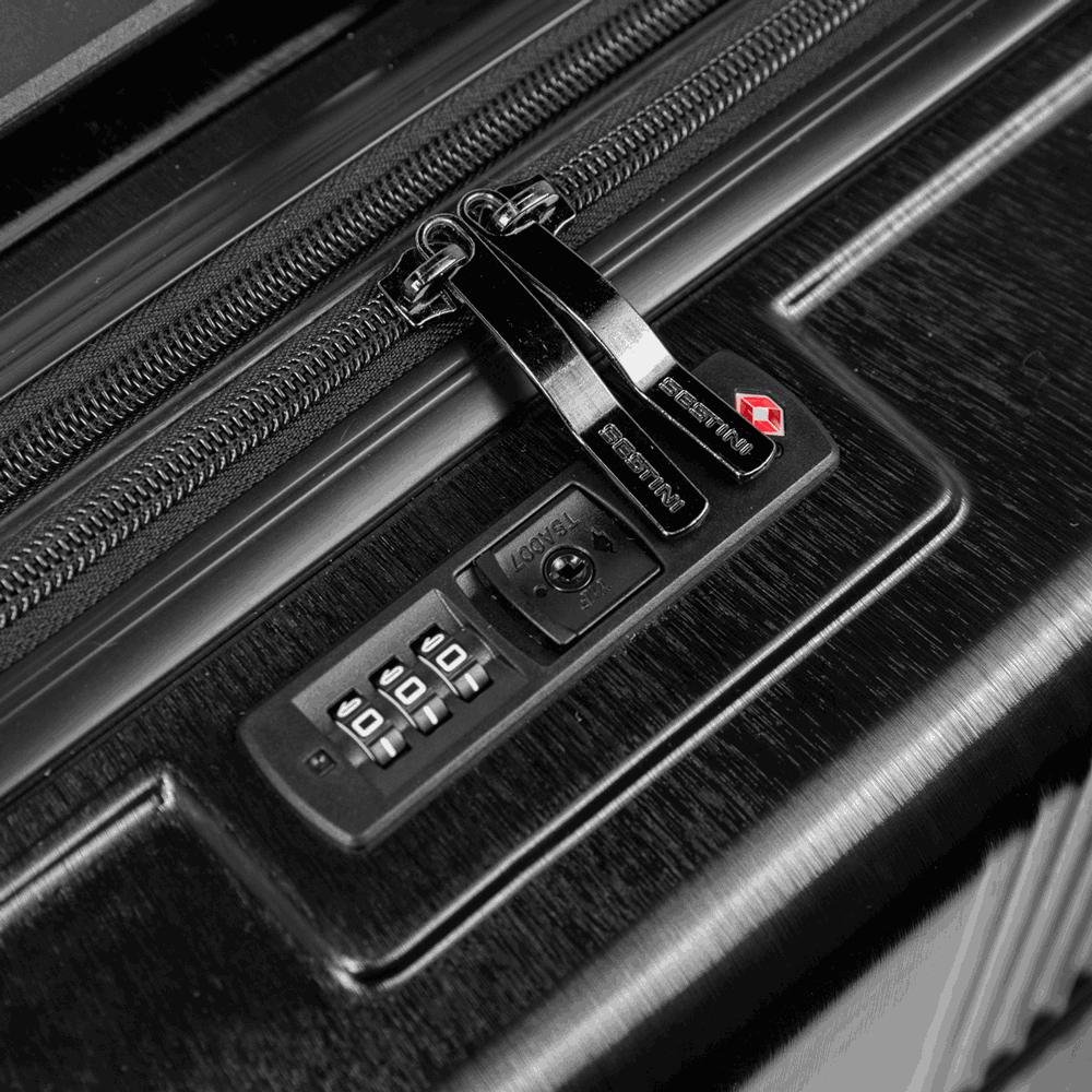 Mala de Viagem Média 23 kg ABS com Rodas 360° Croma - Preto Preto 9