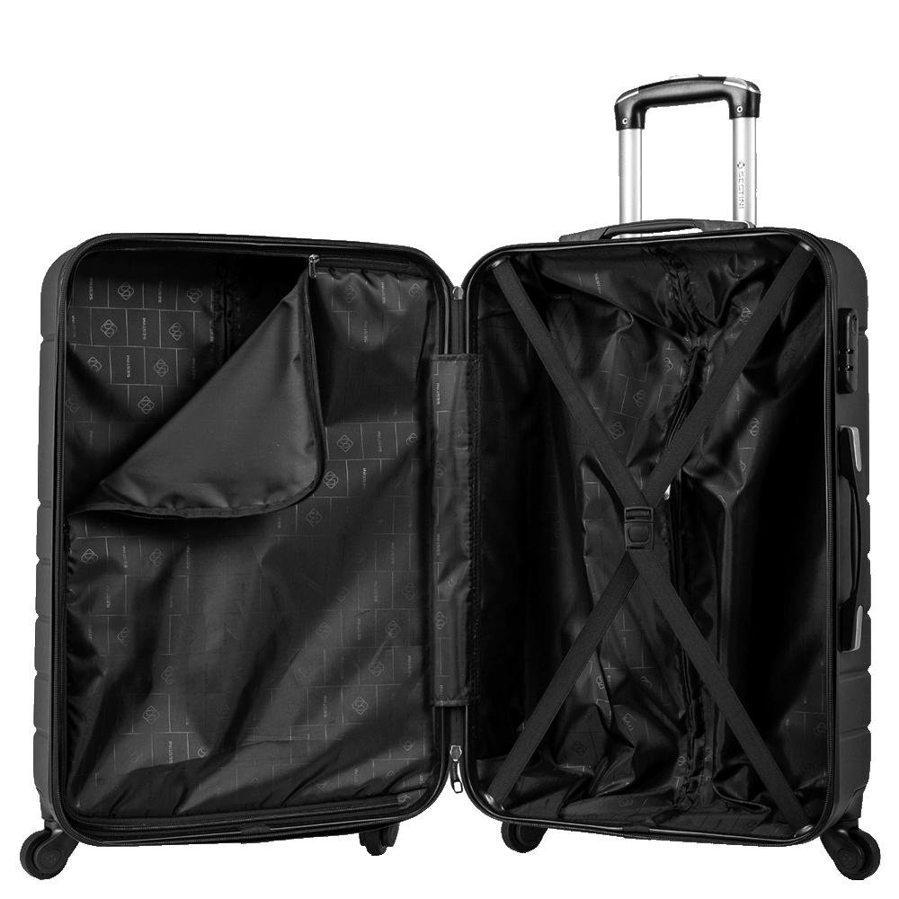 Mala de Viagem Média 23 kg ABS com Rodas 360° Essencial 2 - Preto Preto 5