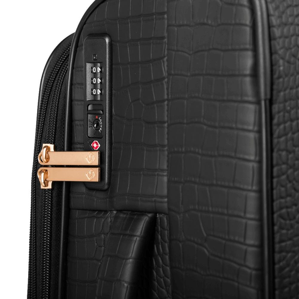 Mala de Viagem Bordo 10 kg Rígida com Rodas 360° Croco 5t - Preto Preto 7