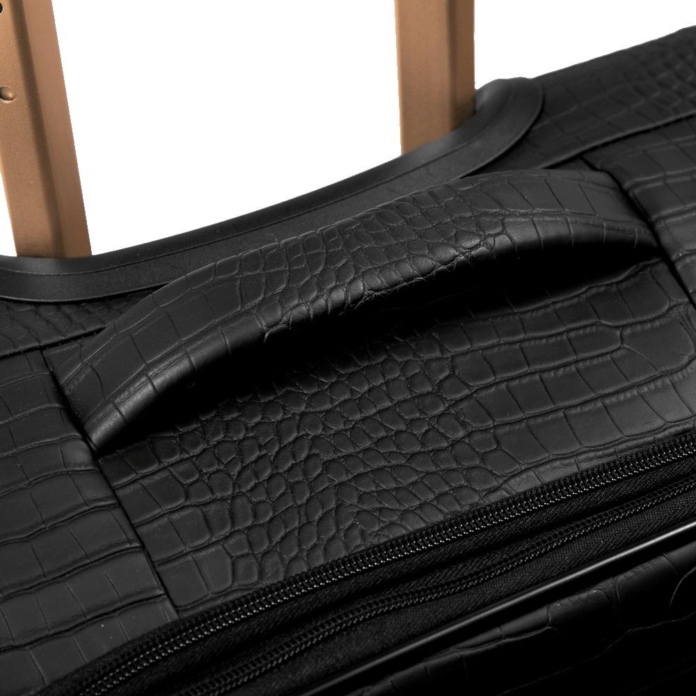 Mala de Viagem Bordo 10 kg Rígida com Rodas 360° Croco 5t - Preto Preto 10