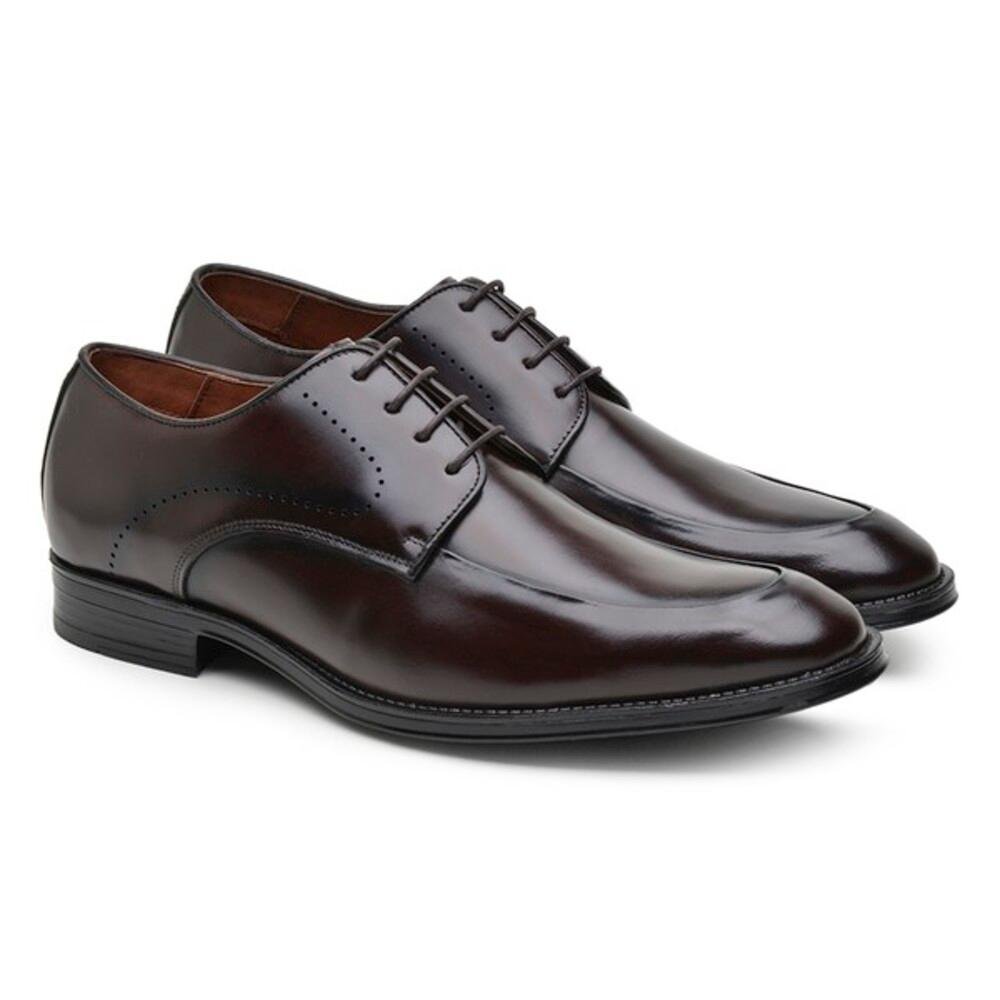 Sapato Social Derby Jacometti Masculino Couro Liso Elegante Marrom 1