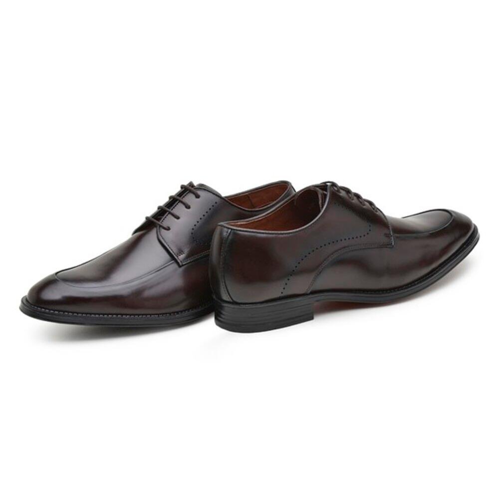 Sapato Social Derby Jacometti Masculino Couro Liso Elegante Marrom 5