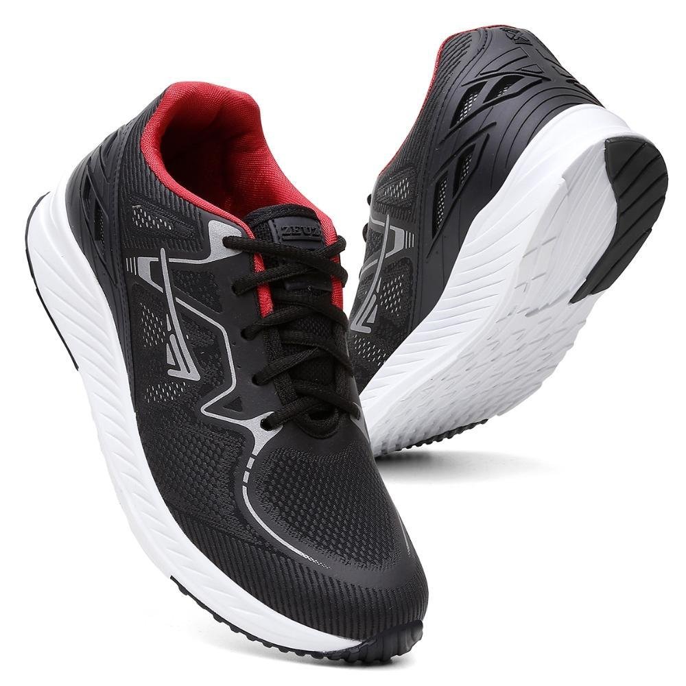 Tênis Masculino Esporte Corrida Cadarço Academia Confortável Vermelho 5