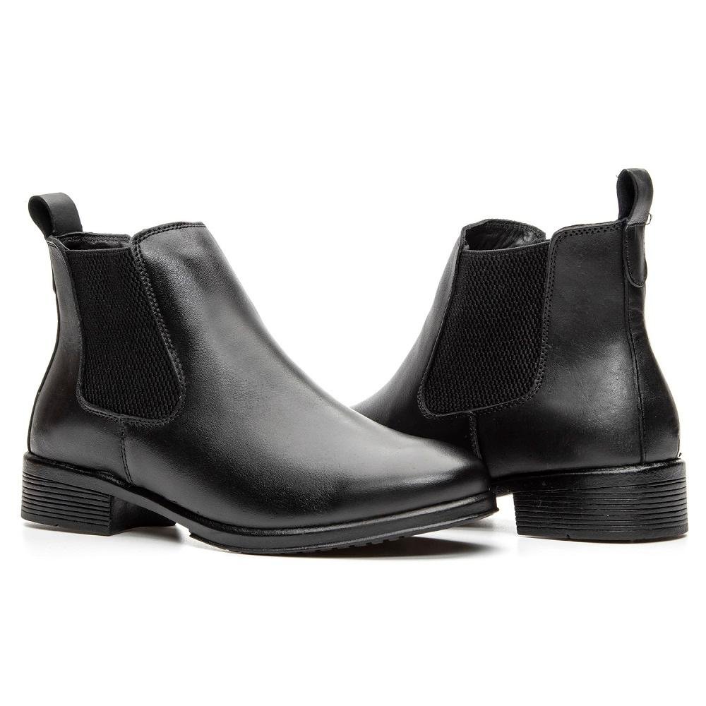 Bota Chelsea Masculina Couro Botina Casual Conforto Preto 3