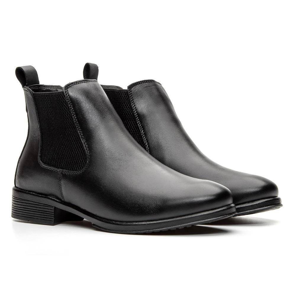 Bota Chelsea Masculina Couro Botina Casual Conforto Preto 1